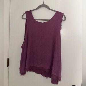 Free People tank top scoop/open back tank top, with distress size medium